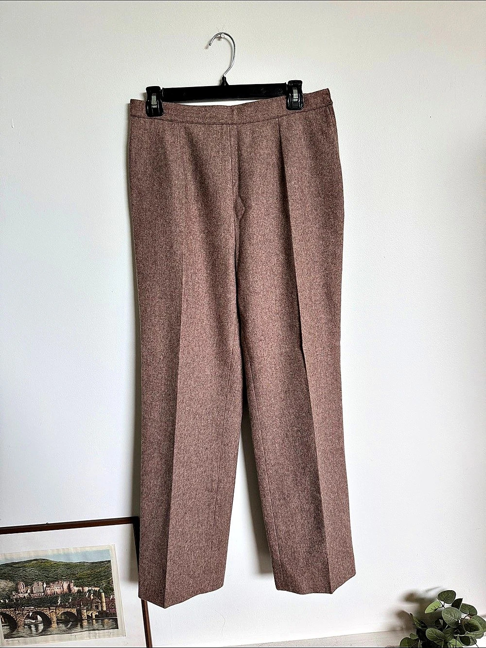Handmade wool mixed pants brown